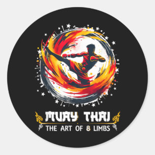Adesivo Redondo Arte do Muay Thai MMA Boxe Tailandesa Kickboxing M