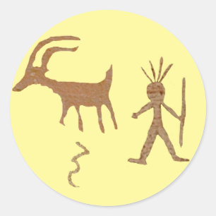 Adesivo Redondo Arte do nativo americano, Petroglyphs