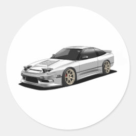Adesivo Redondo arte do nissan 240sx desenhada à mão 