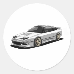 Adesivo Redondo arte do nissan 240sx desenhada à mão