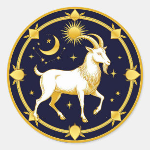 Adesivo Redondo Arte do Símbolo Astrológico de Capricórnio ♑✨