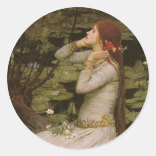 Adesivo Redondo Arte do Victorian, Ophelia pela lagoa pelo