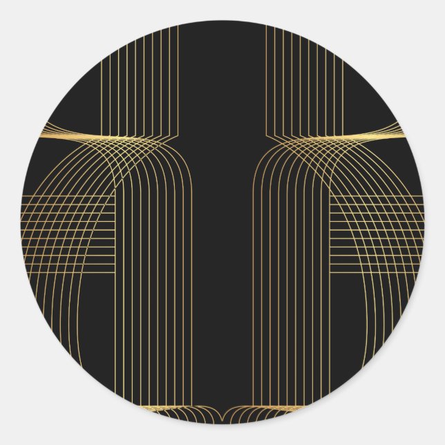 Adesivo Redondo Arte Dourada, preta, elegante, legal, única linha  (Frente)