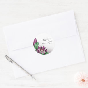 Adesivo Redondo Arte em Aquarela Deeep Purple King Protea