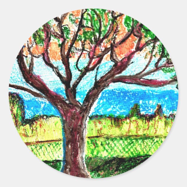 Adesivo Redondo Arte em árvore (Frente)