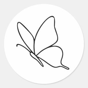 Adesivo Redondo Arte em Linha de Borboleta – Ilustração de Inseto