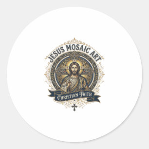 Adesivo Redondo Arte em Mosaico de Jesus Arte em Mosaico de Jesus