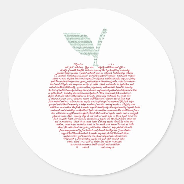 Adesivo Redondo Arte em nuvem de Apple Word (Frente)