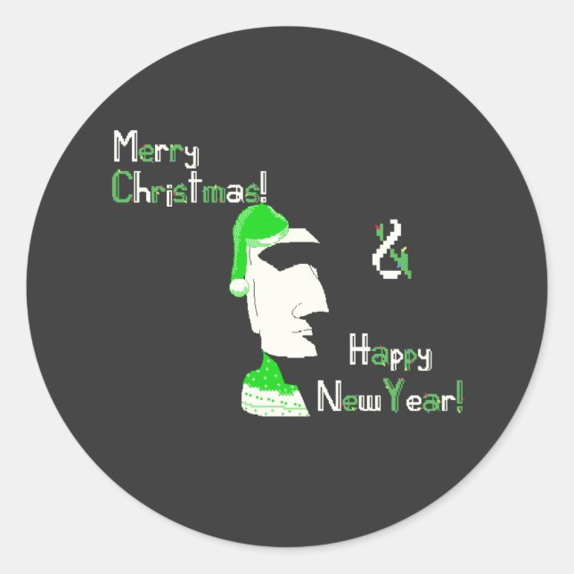 Adesivo Redondo Arte em pixel da Páscoa de Natal (Frente)