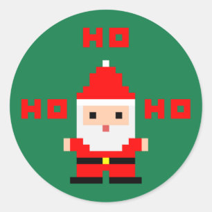 Adesivo Redondo Arte em Pixels do Papai Noel 2