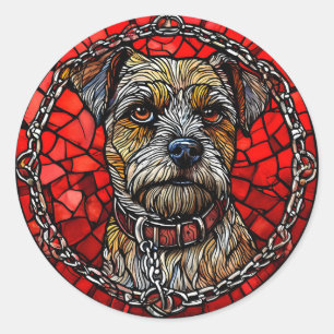Adesivo Redondo Arte em Vidro Pintado de Cachorro