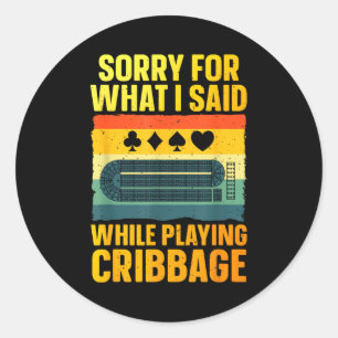 Adesivo Redondo Arte engraçada de cribbage para homens e mulheres 