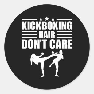 Adesivo Redondo Arte engraçada de kickboxing para homens e mulhere