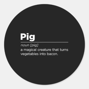 Adesivo Redondo Arte Engraçada De Porco Bacon Para Homens Churrasc