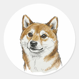 Adesivo Redondo Arte engraçada de Shiba Inu no Dia dos Namorados "
