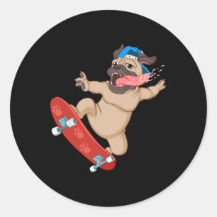 Adesivo Redondo Arte engraçada de skate para meninos e homens que 