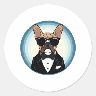 Adesivo Redondo Arte Engraçada e Engraçada do Bulldog Francês