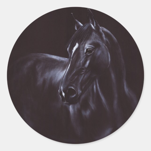 Adesivo Redondo Arte equina pintada à mão (Frente)