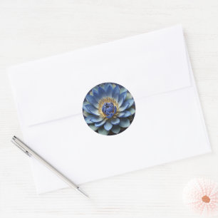 Adesivo Redondo Arte Espiritual Zen Azul Flor