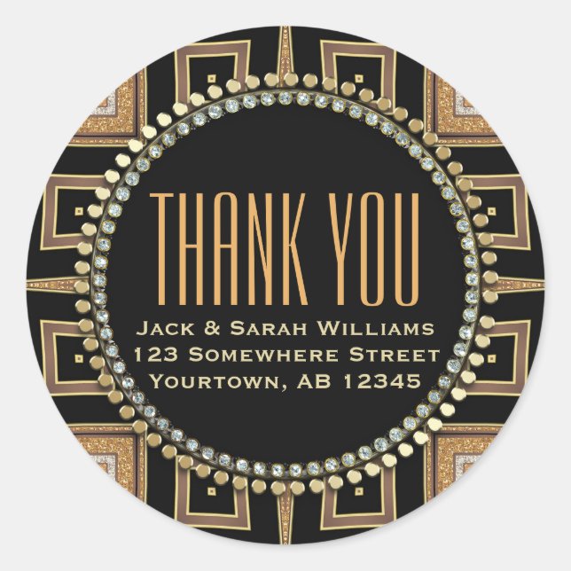 Adesivo Redondo Arte Esquadra Deco Dourado Preto Obrigado Redondo (Frente)