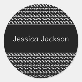 Adesivo Redondo Arte étnica africana, padrão preto e branco