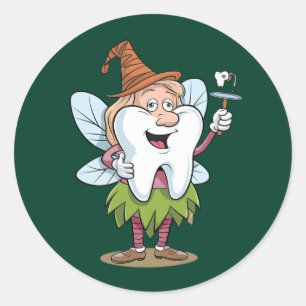 Adesivo Redondo Arte Fada Mágica dos Dentes