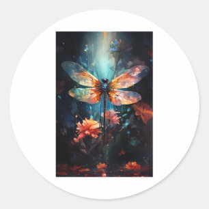 Adesivo Redondo Arte Flor Dragonfly - Vidro Estampado