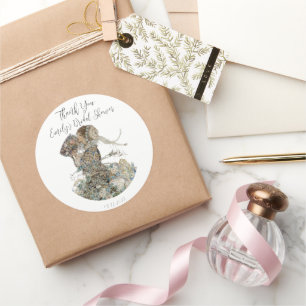 Adesivo Redondo Arte Floral Art Nouveau Vintage Obrigado