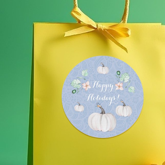 Adesivo Redondo Arte Floral De Aquarela Branca (Criador carregado)