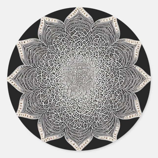 ADESIVO REDONDO ARTE FLORAL MANDALA PARA MEDITAÇÃO ESPIRITUAL YOGA (Frente)