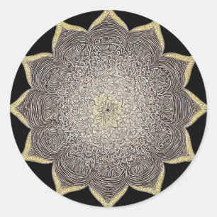 ADESIVO REDONDO ARTE FLORAL MANDALA PARA MEDITAÇÃO ESPIRITUAL YOGA