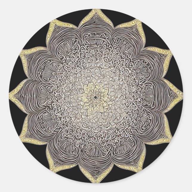 ADESIVO REDONDO ARTE FLORAL MANDALA PARA MEDITAÇÃO ESPIRITUAL YOGA (Frente)