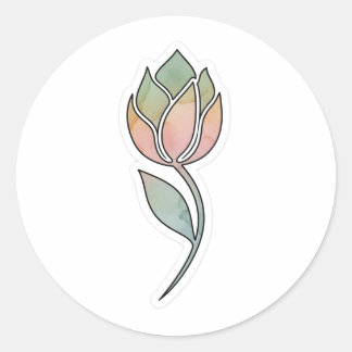 Adesivo Redondo Arte Floral Minimalista em Aquarela | Gentil Flore