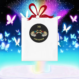 Adesivo Redondo Arte Foliar Decorativa do Ouro Peacocks