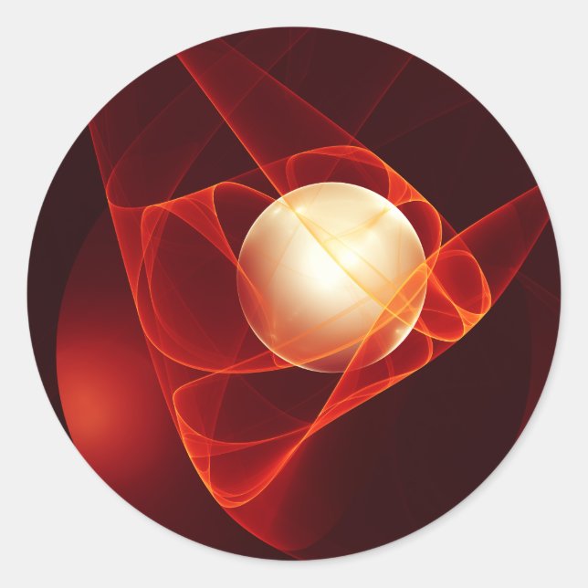 Adesivo Redondo Arte fractal de fantasia abstrata moderna vermelha (Frente)