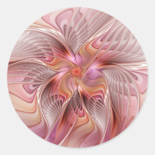 Adesivo Redondo Arte Fractal de Fantasia Colorida Borboleta Abstra
