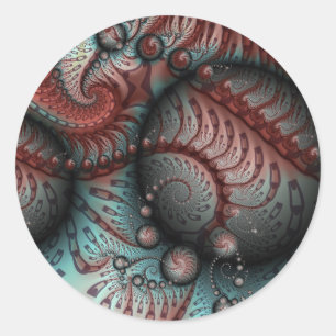 Adesivo Redondo Arte fractal de fantasia vívida abstrata marrom az
