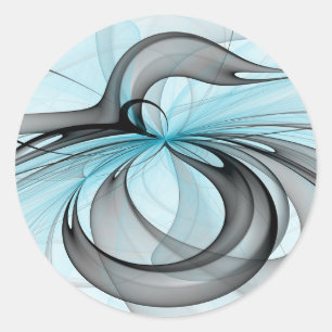 Adesivo Redondo Arte fractal moderna azul antracito abstrata