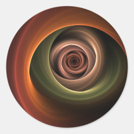 Adesivo Redondo Arte fractal moderno em cores quentes espiral 3D