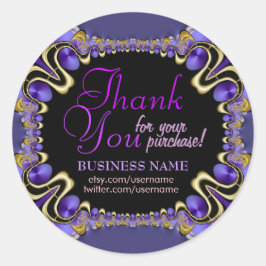 Adesivo Redondo Arte Fractal Purple Royal Web Business Obrigado