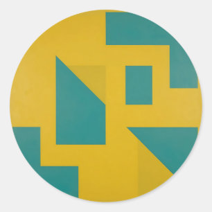 Adesivo Redondo Arte Geométrico Abstrato Amarelo Azul-claro Ousado