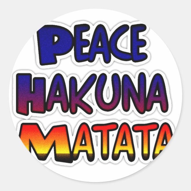 Adesivo Redondo Arte Gradiente da Paz de Hakuna Matata (Frente)