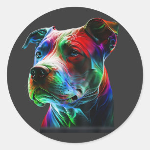 Adesivo Redondo Arte Gráfica Colorida de Pit-Bull Beleza Pitbull C