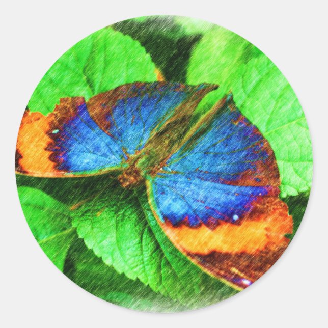 Adesivo Redondo Arte Lápis Azul (Frente)