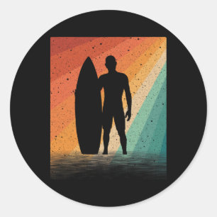 Adesivo Redondo Arte Legal de Surfista para Homens Meninos Surfand