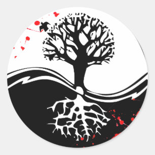Adesivo Redondo Arte legal do tatuagem da árvore de Yin Yang do