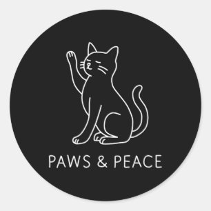 Adesivo Redondo Arte Linear de Gato de Ioga - Motivo Patas e Paz