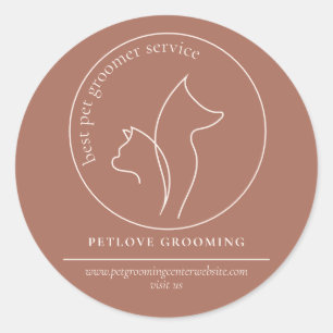 Adesivo Redondo Arte Linear Terracota Veterinário Pet Cachorro Gat