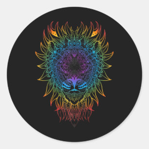 Adesivo Redondo Arte Mandala da Leoa Feminina Zen Ioga Meditação B
