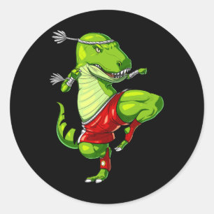 Adesivo Redondo Arte Marcial de Boxe Tailandês Muay Thai de Dinoss